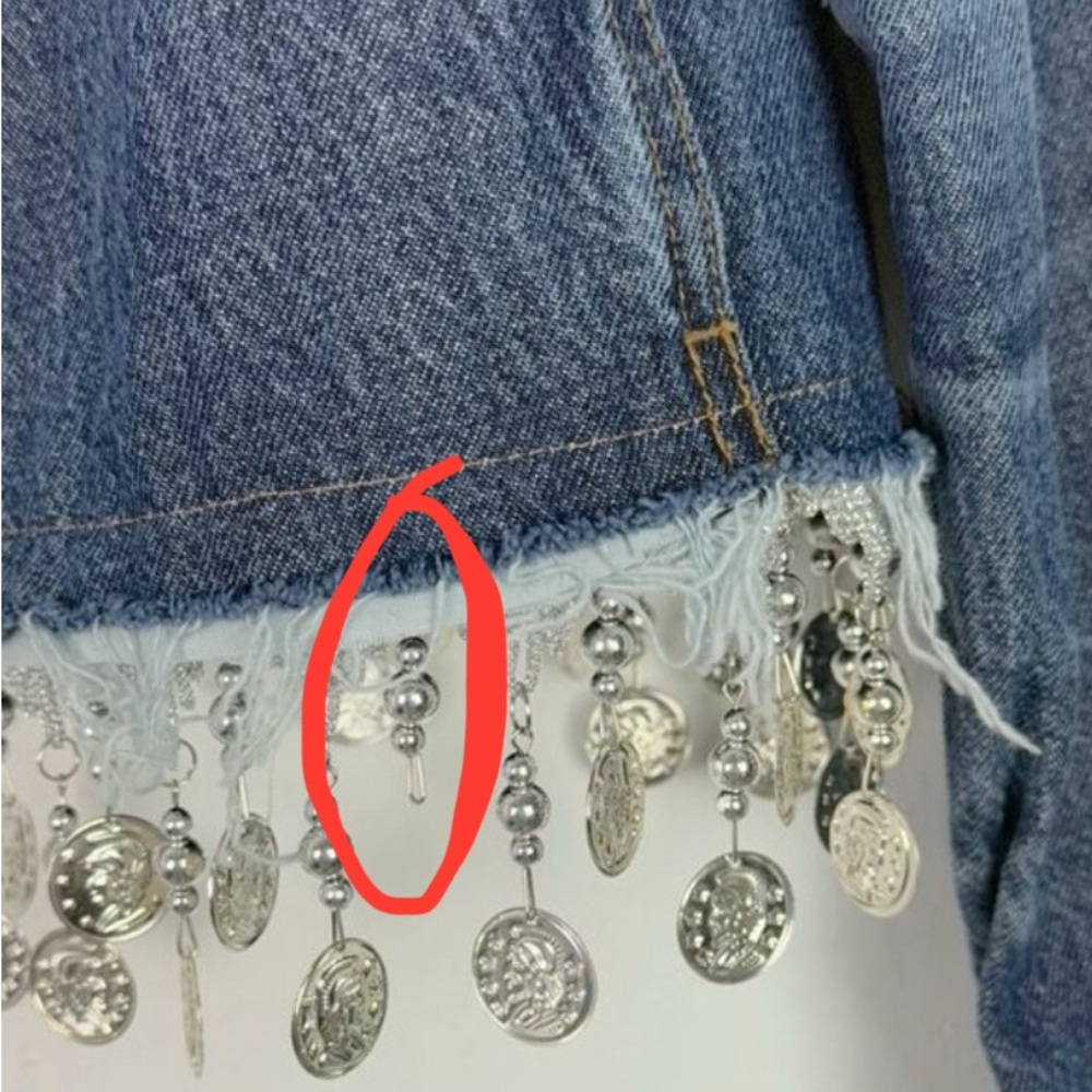 NWT Urban Outfitters Urban Renewal Remade Coin Trim Denim Jacket Medium/Large - Picture 6 of 12